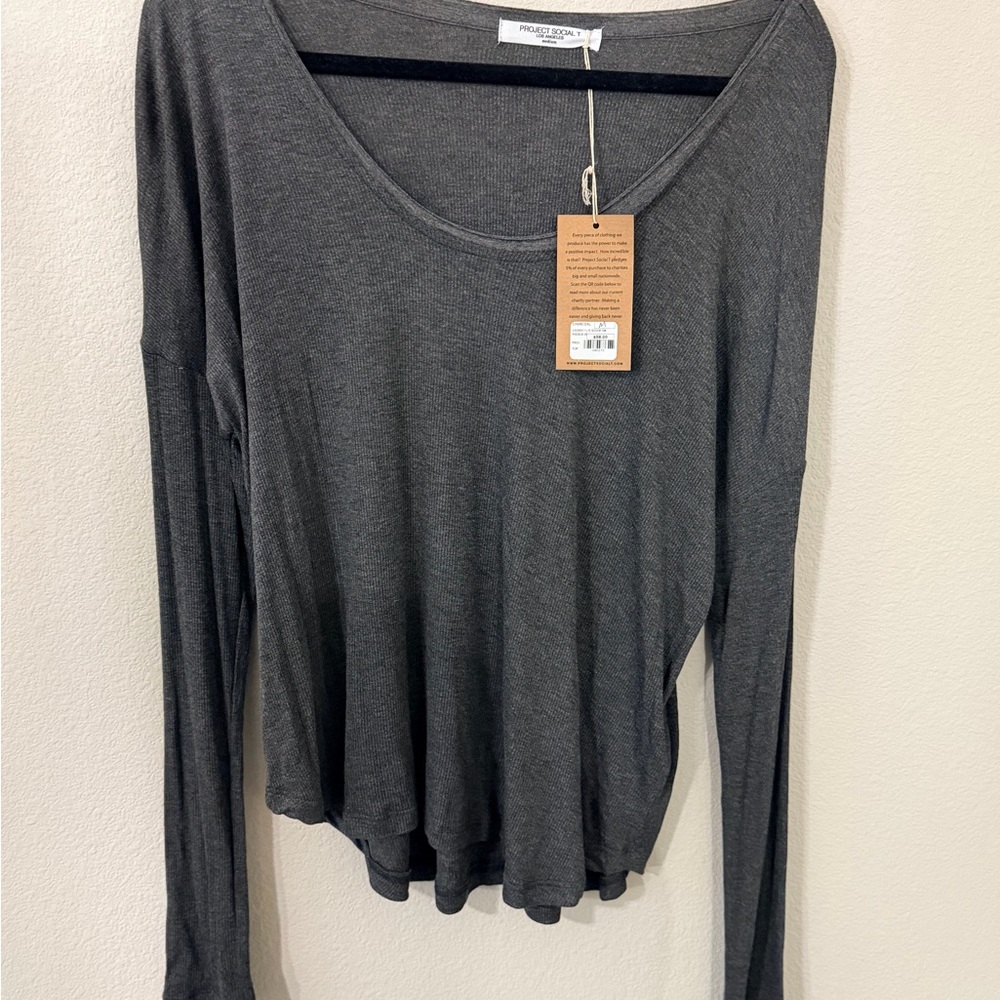 Project Social T Charcoal Long Sleeve Top